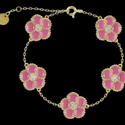 Jacques Lemans Armband "Blumen" Sterlingsilber vergoldet mit Emaille/Topas Flash Sale