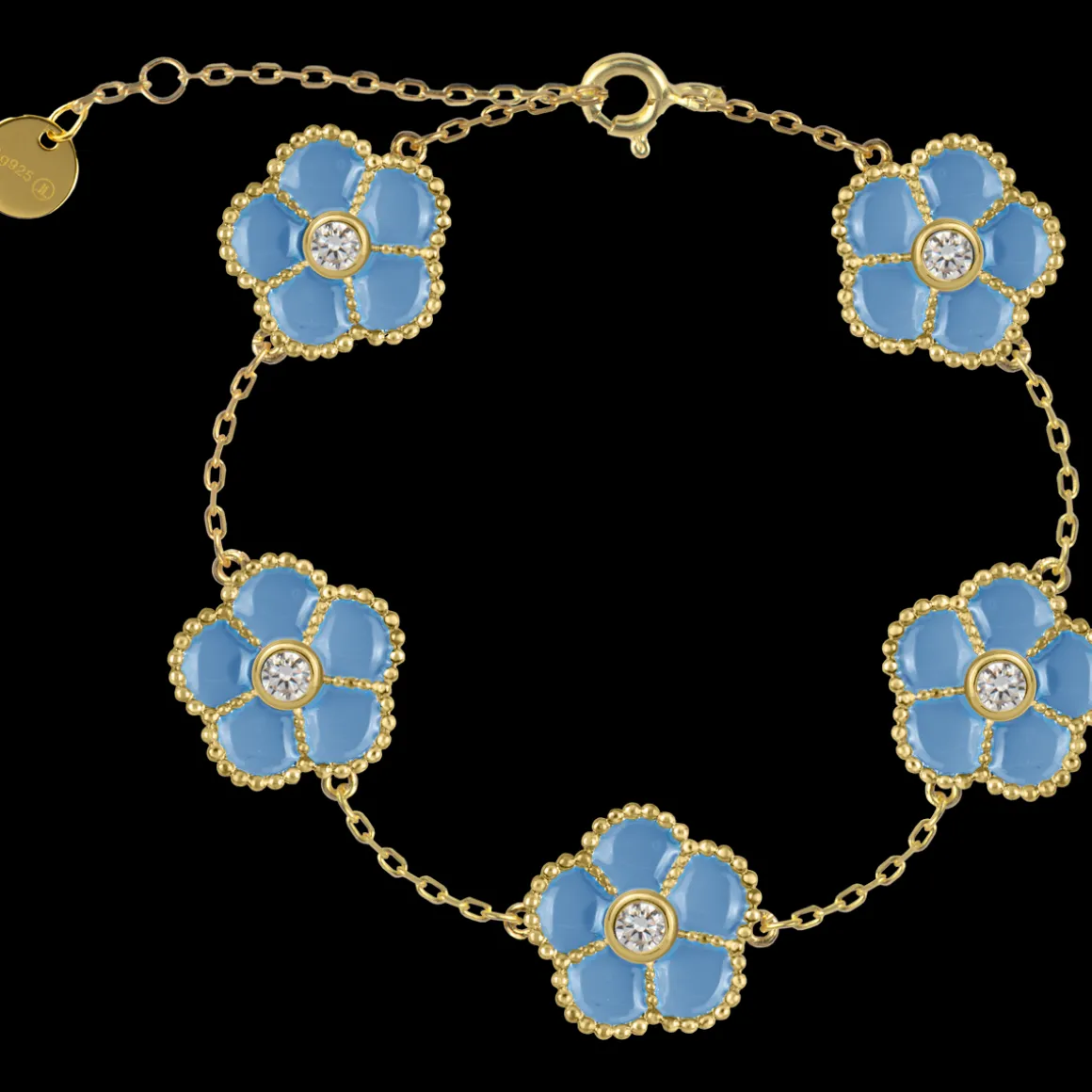 Jacques Lemans Armband "Blumen" Sterlingsilber vergoldet mit Emaille/Topase New