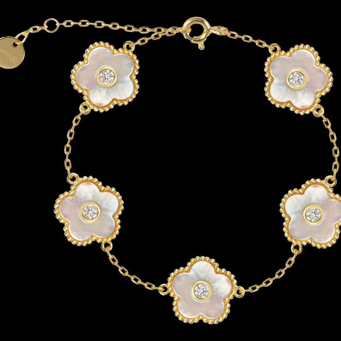 Jacques Lemans Armband "Blumen" Sterlingsilber vergoldet mit Perlmutt/Topas Outlet