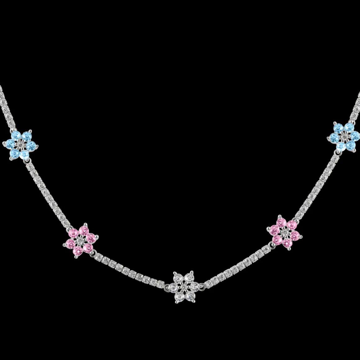Jacques Lemans Kette "Blumen" Sterlingsilber mit Topasen New