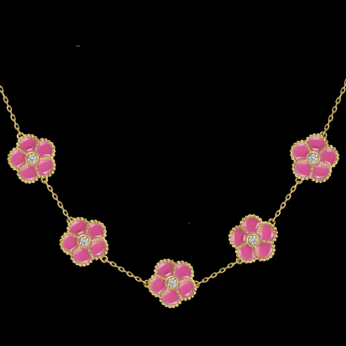 Jacques Lemans Kette "Blumen" Sterlingsilber vergoldet mit Emaille/Topasen Sale