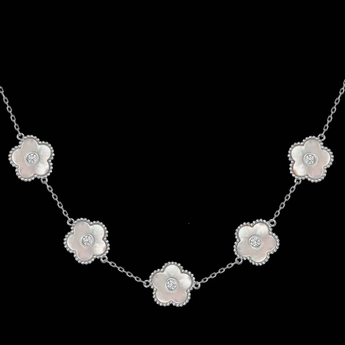 Jacques Lemans Kette "Blumen" Sterlingsilber mit Perlmutt/Topasen Cheap