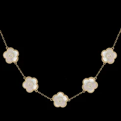 Jacques Lemans Kette "Blumen" Sterlingsilber vergoldet mit Perlmutt/Topasen Outlet