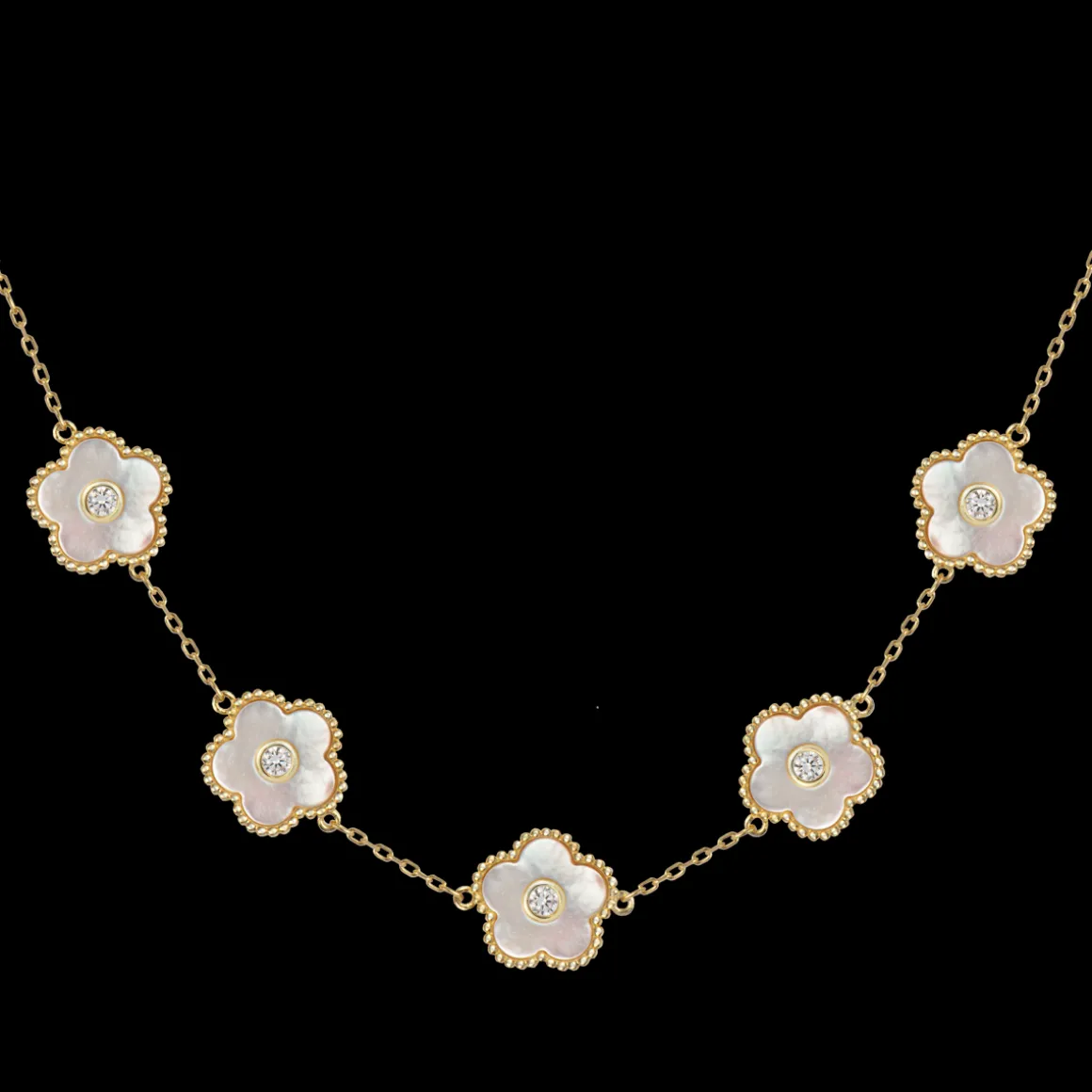 Jacques Lemans Kette "Blumen" Sterlingsilber vergoldet mit Perlmutt/Topasen Outlet