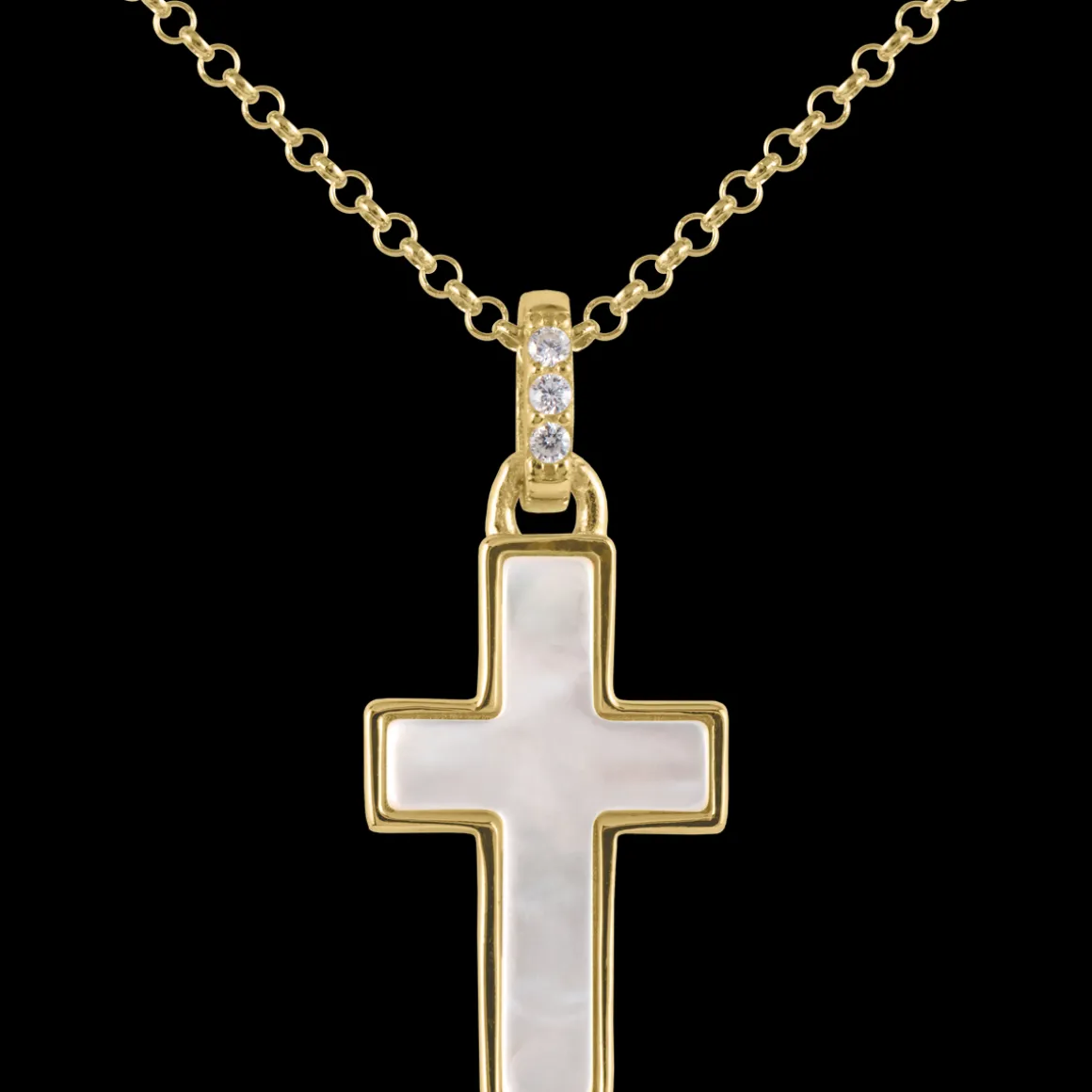 Jacques Lemans Kette "Kreuz" Sterlingsilber vergoldet mit Perlmutt/Topase Cheap