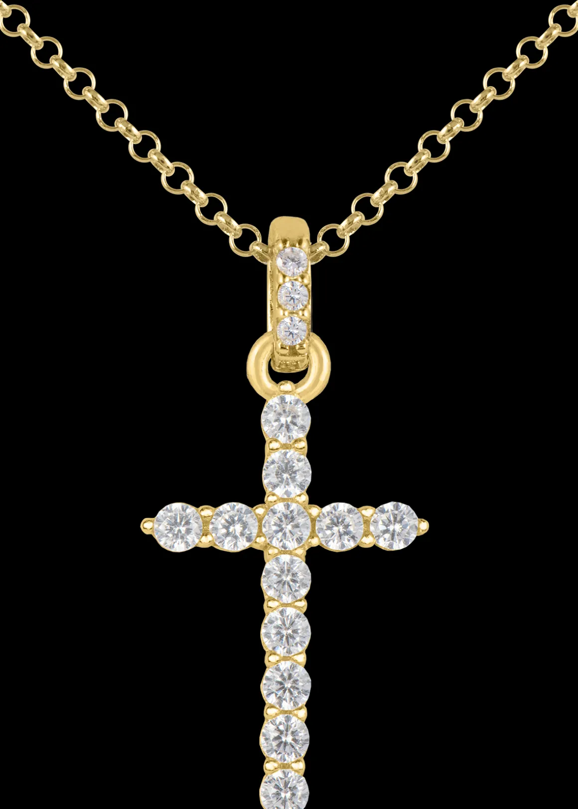 Jacques Lemans Kette "Kreuz" Sterlingsilber vergoldet mit Topasen Flash Sale