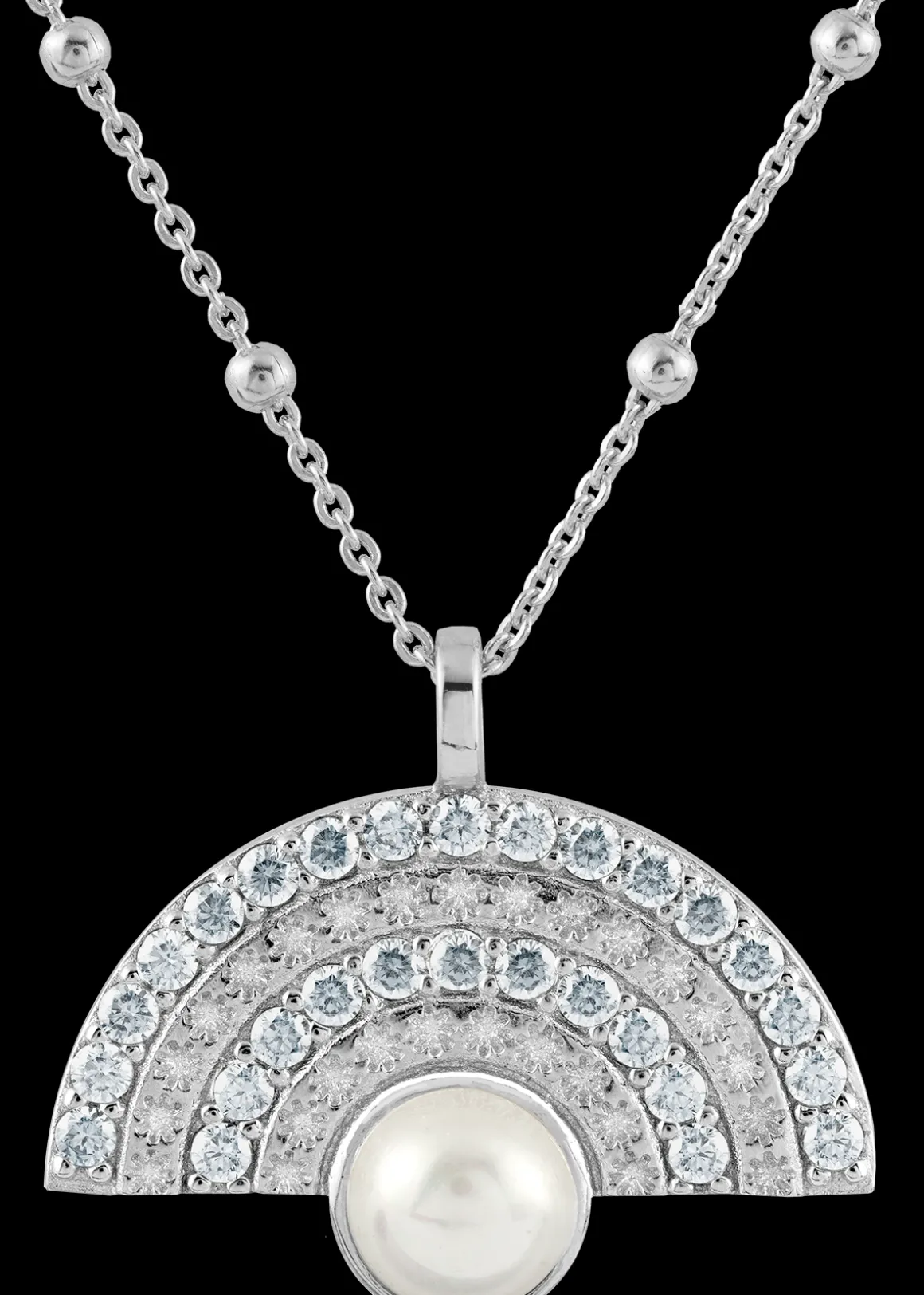 Jacques Lemans Kette Sterlingsilber mit weißen Topas Edelsteinen & Perle Sale