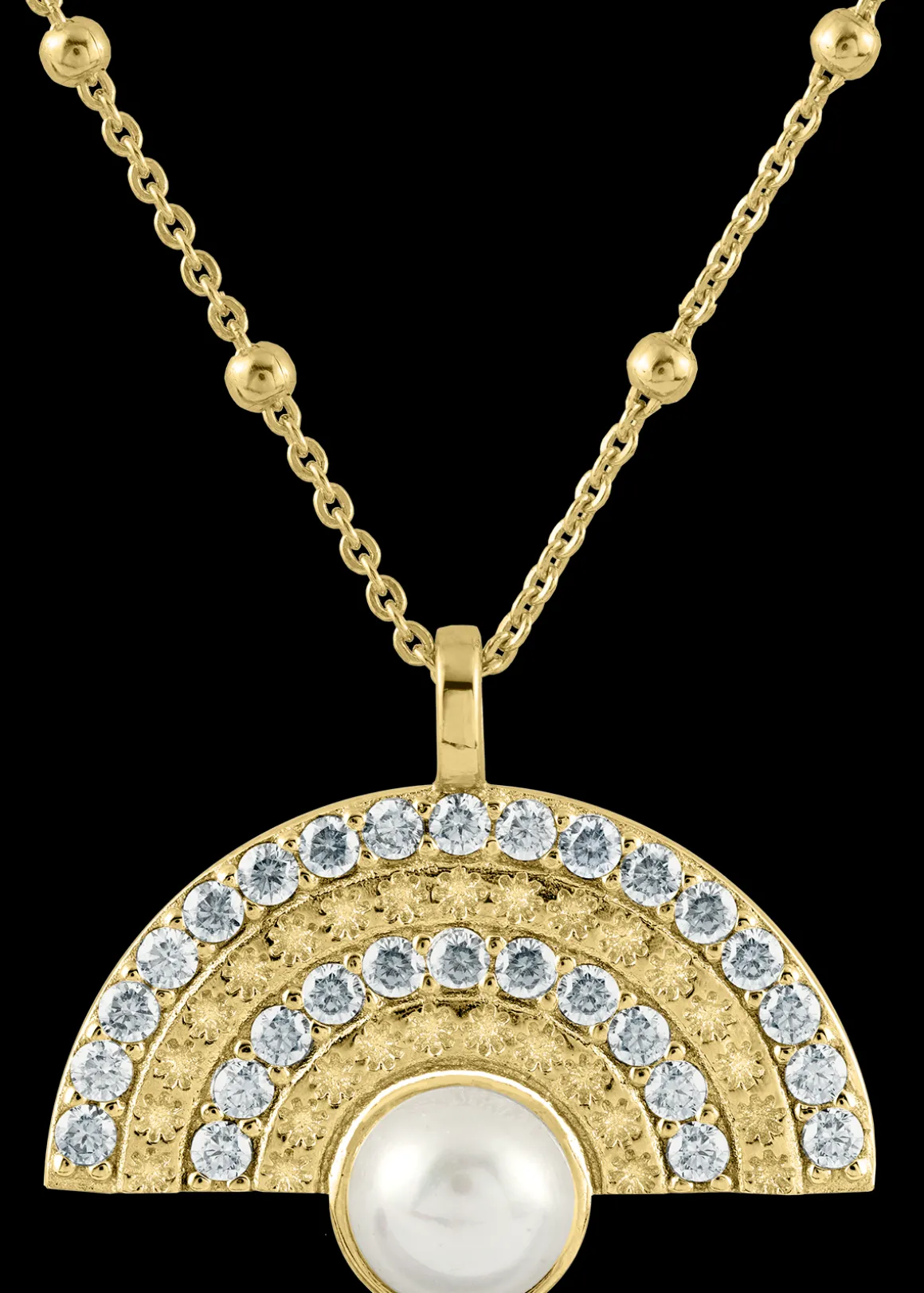 Jacques Lemans Kette Sterlingsilber vergoldet mit weißen Topas & Perle Flash Sale
