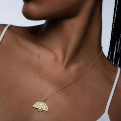 Jacques Lemans Kette Sterlingsilber vergoldet mit weißen Topas & Perle Flash Sale