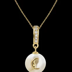 Jacques Lemans Kette Sterlingsilber vergoldet mit weißen Topas & Perle New