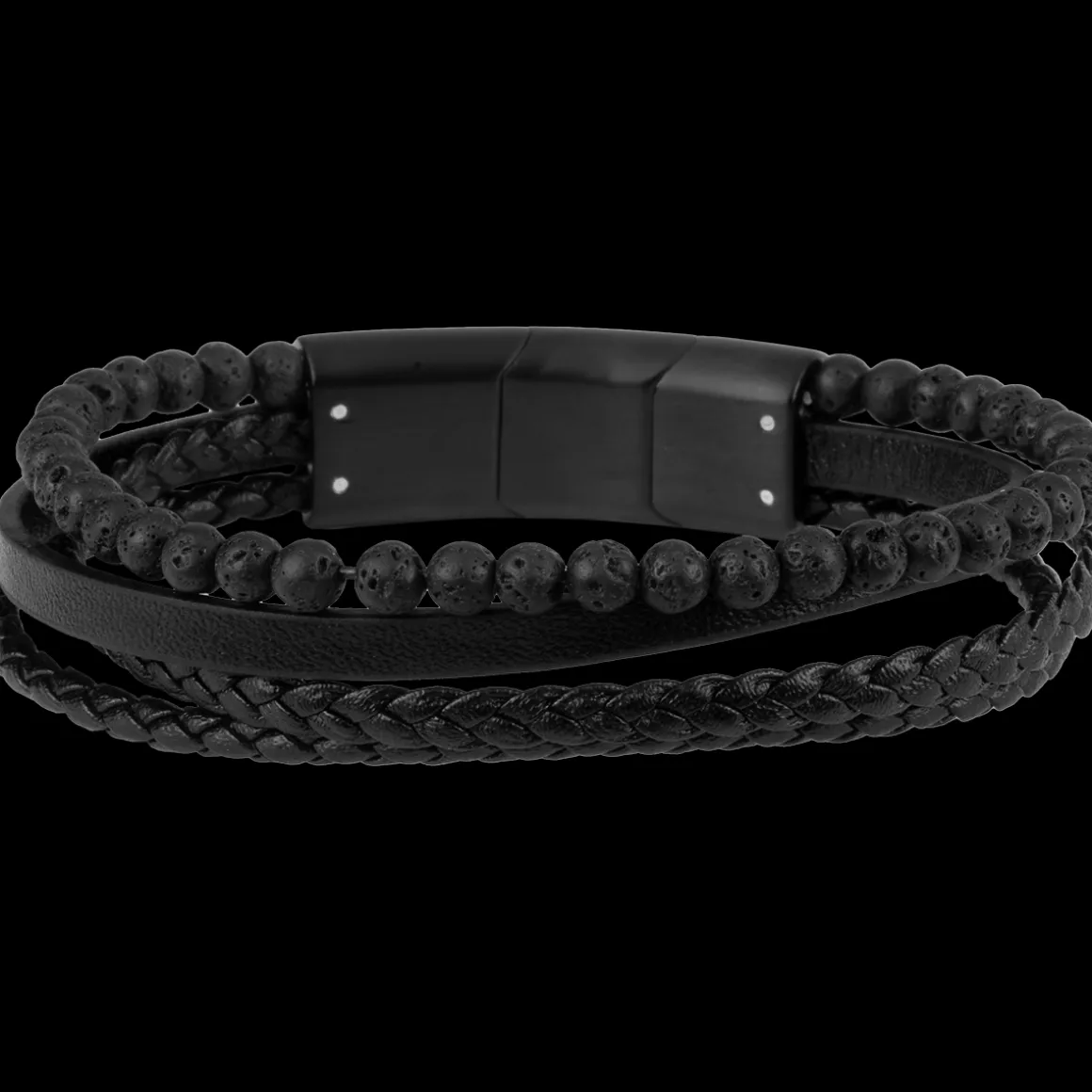 Jacques Lemans Lederarmband mit Lava Perlen Cheap