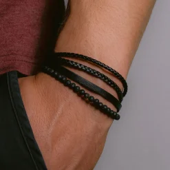 Jacques Lemans Lederarmband mit Lava Perlen Cheap