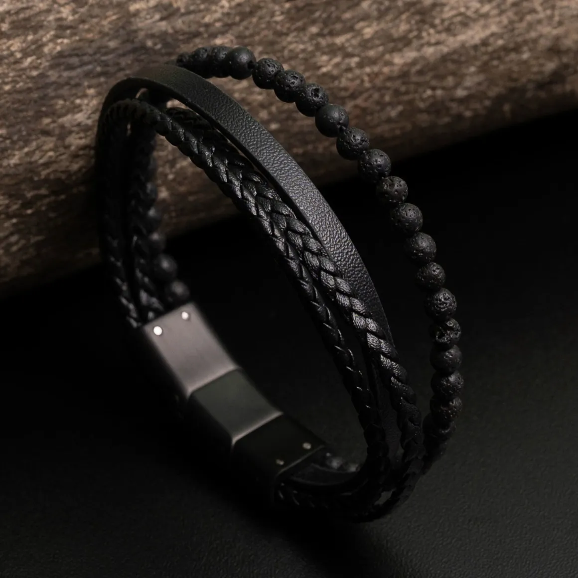 Jacques Lemans Lederarmband mit Lava Perlen Cheap