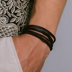 Jacques Lemans Lederarmband mit Onyx Clearance