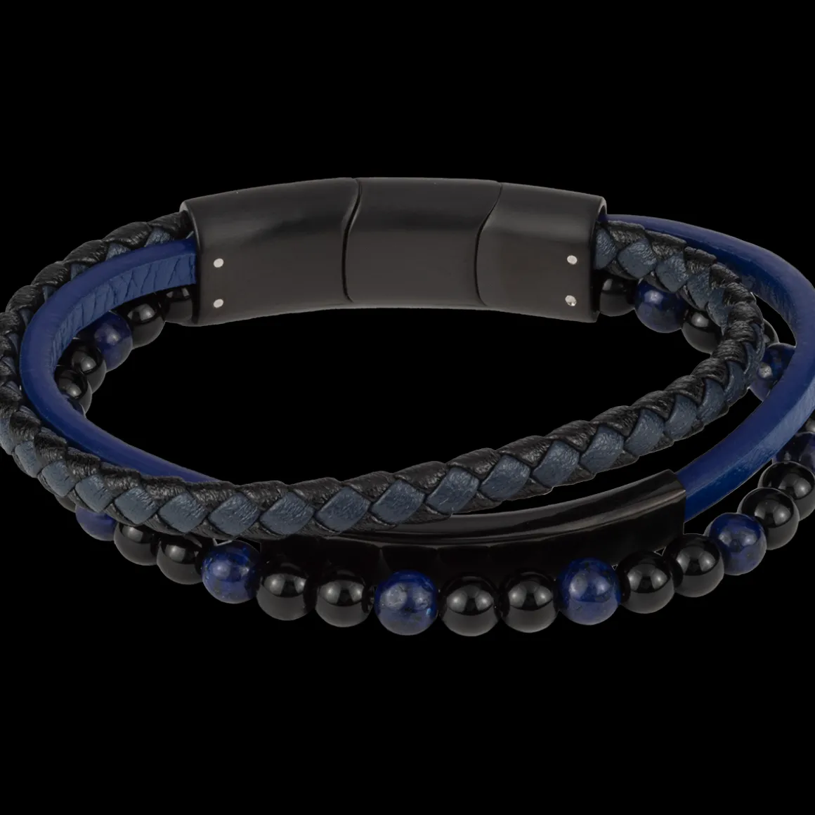 Jacques Lemans Lederarmband mit Onyx/Lapislazuli Best
