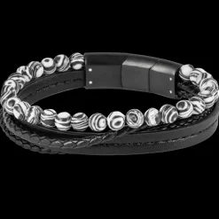 Jacques Lemans Lederarmband mit Zebra Jaspis Discount