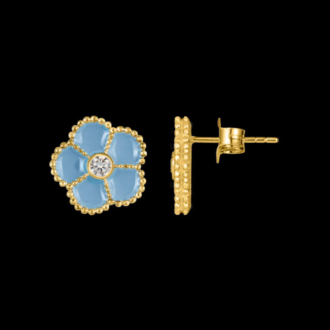 Jacques Lemans Ohrstecker "Blume" Sterlingsilber vergoldet mit Emaille/Topa Flash Sale