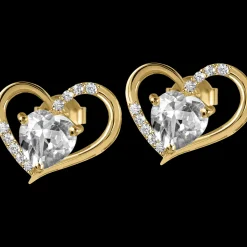 Jacques Lemans Ohrstecker Sterlingsilber vergoldet mit White Topaz Best