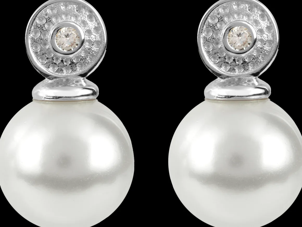 Jacques Lemans Ohrstecker Sterlingsilber mit White Topaz & Perle Outlet