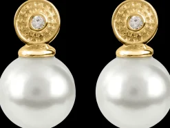 Jacques Lemans Ohrstecker Sterlingsilber vergoldet mit White Topaz & Perle Flash Sale