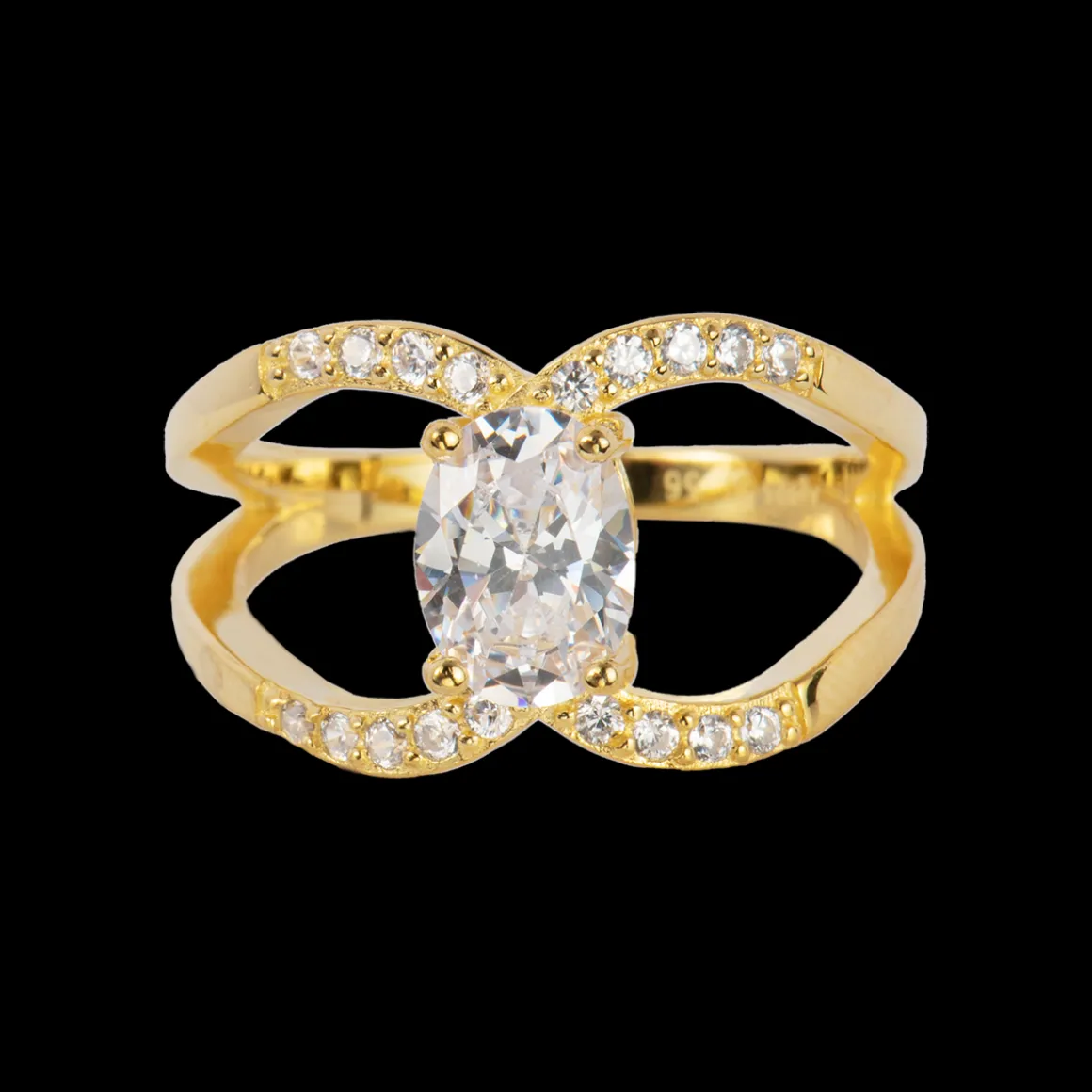 Jacques Lemans Ring Sterlingsilber vergoldet mit Topasen New