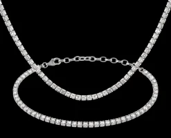 Jacques Lemans Tennis Nacklace-Bracelet-SET Silver with Topazes Fashion